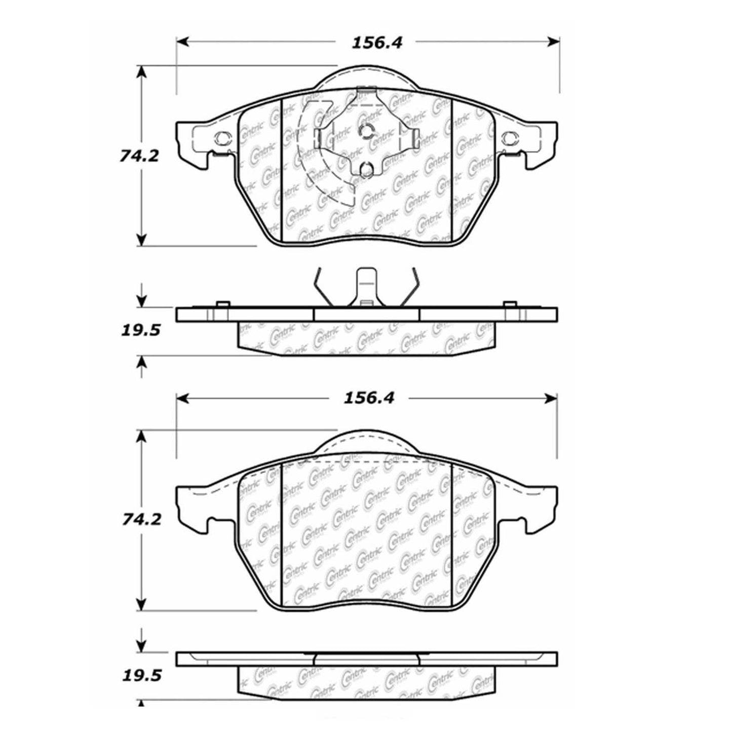 Centric Parts Disc Brake Pad Set Semi-Metallic with Shims for 2005-2001 Seat Leon, 1999-1996 Volkswagen Golf Jetta, 1997-1996 Passat 102.06870