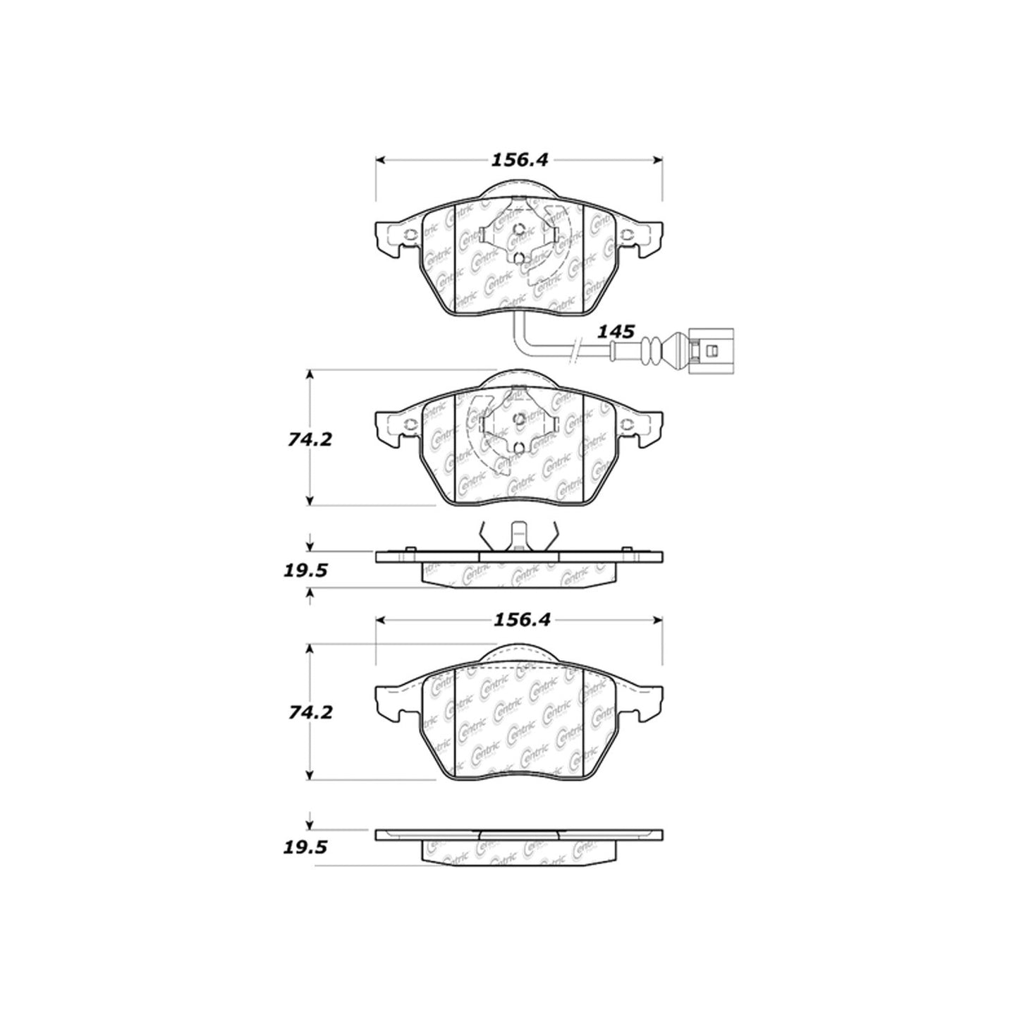 Centric Parts Disc Brake Pad Set Semi-Metallic with Shims for Audi A3 1998-2004 102.06871