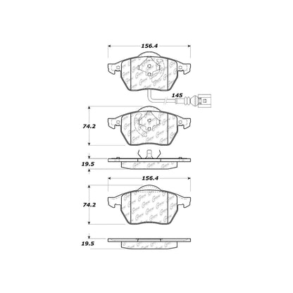 Centric Parts Disc Brake Pad Set Semi-Metallic with Shims for Audi A3 1998-2004 102.06871