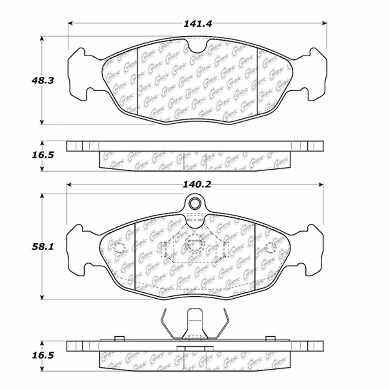 Centric Parts Disc Brake Pad Set Semi-Metallic with Shims 102.06880
