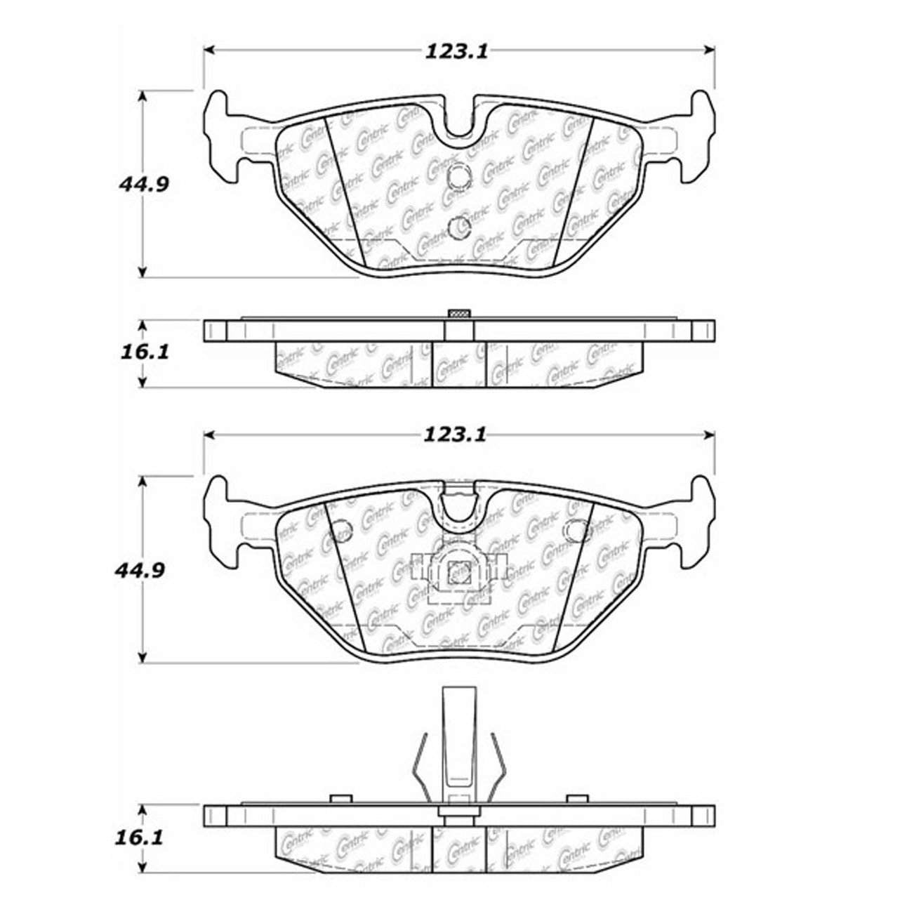 Centric Parts Disc Brake Pad Set Semi-Metallic with Shims for BMW 318i 1992-1999, 320i 2001-2005 10206920