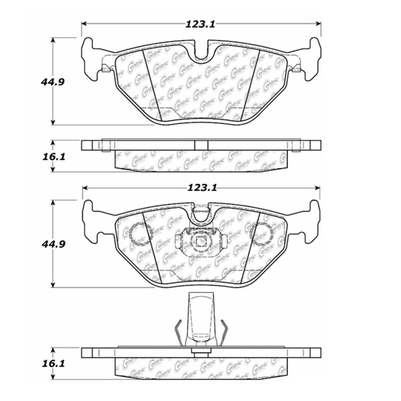Centric Parts Disc Brake Pad Set Semi-Metallic with Shims for 2000-2003 BMW 525i 528i 530i 540i 102.06921