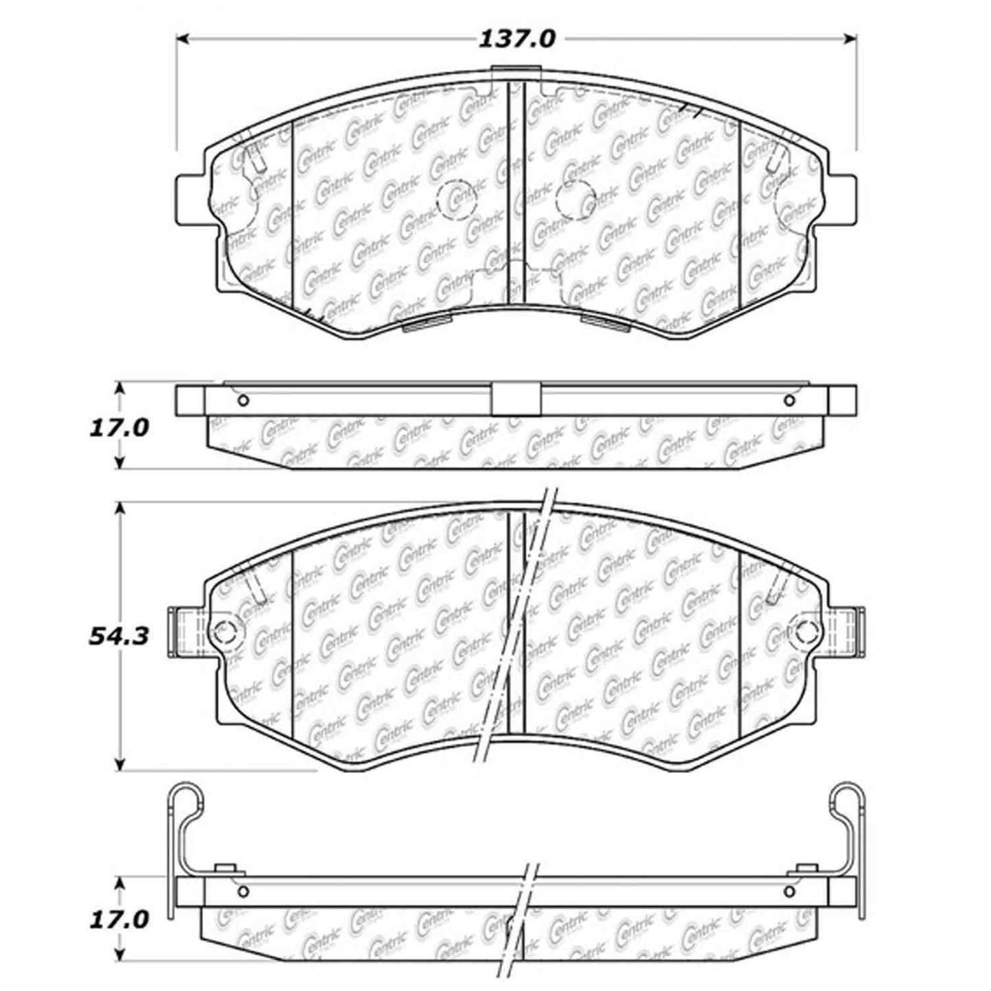 Centric Parts Disc Brake Pad Set Semi-Metallic with Shims for 1991-2006 Hyundai Elantra, Sonata and More 102.07000
