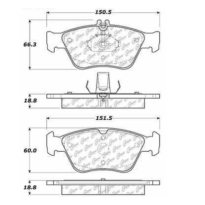 Centric Parts Disc Brake Pad Set Semi-Metallic with Shims for 1996-2000 Mercedes-Benz C230 C280 E300 SLK200 SLK230 102.07100
