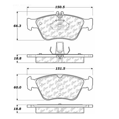 Centric Parts Disc Brake Pad Set Semi-Metallic with Shims for 1996-2000 Mercedes-Benz C230 C280 E300 SLK200 SLK230 102.07100