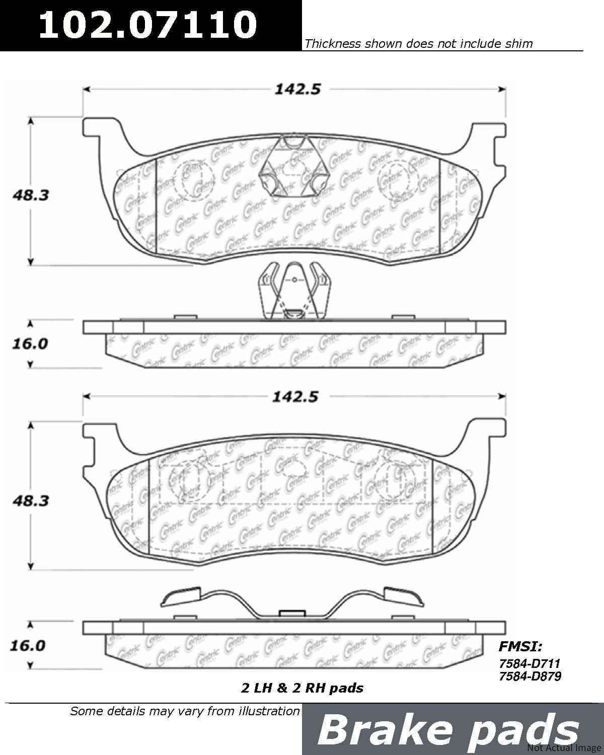 Centric Parts Disc Brake Pad Set Semi-Metallic with Shims for 2002-2011 Ford Expedition F-150 F-250 Lincoln Blackwood Navigator Town Car