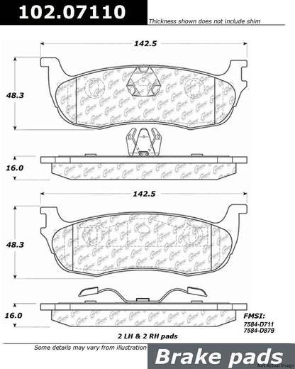 Centric Parts Disc Brake Pad Set Semi-Metallic with Shims for 2002-2011 Ford Expedition F-150 F-250 Lincoln Blackwood Navigator Town Car