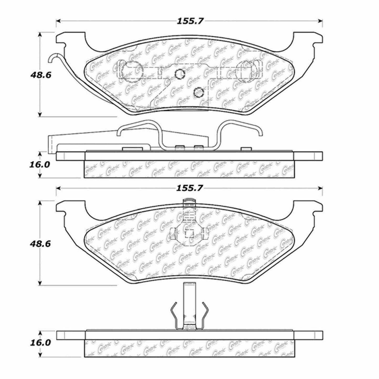 Centric Parts Disc Brake Pad Set Semi-Metallic with Shims for 1995-2002 Chrysler Grand Voyager Town & Country Dodge Grand Caravan Plymouth Grand Voyager 102.07150