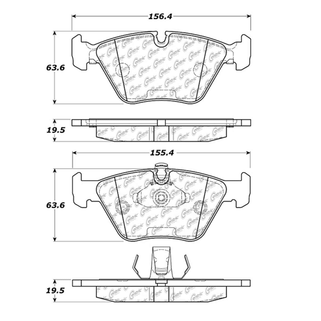 Centric Parts Disc Brake Pad Set Semi-Metallic with Shims for BMW 330i 2007, 525i 2003-2001, 525i 2010-2008, 528i 2000-1996 102.07250