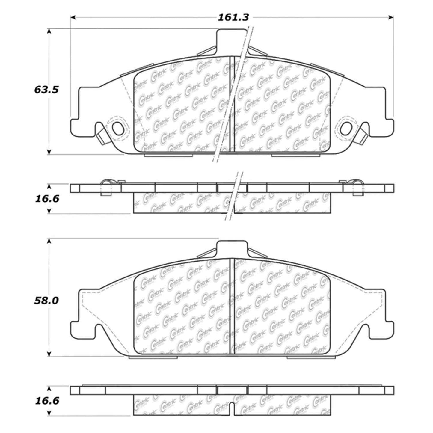 Centric Parts Disc Brake Pad Set Semi-Metallic with Shims for 2005-2004 Chevrolet Classic 102.07270