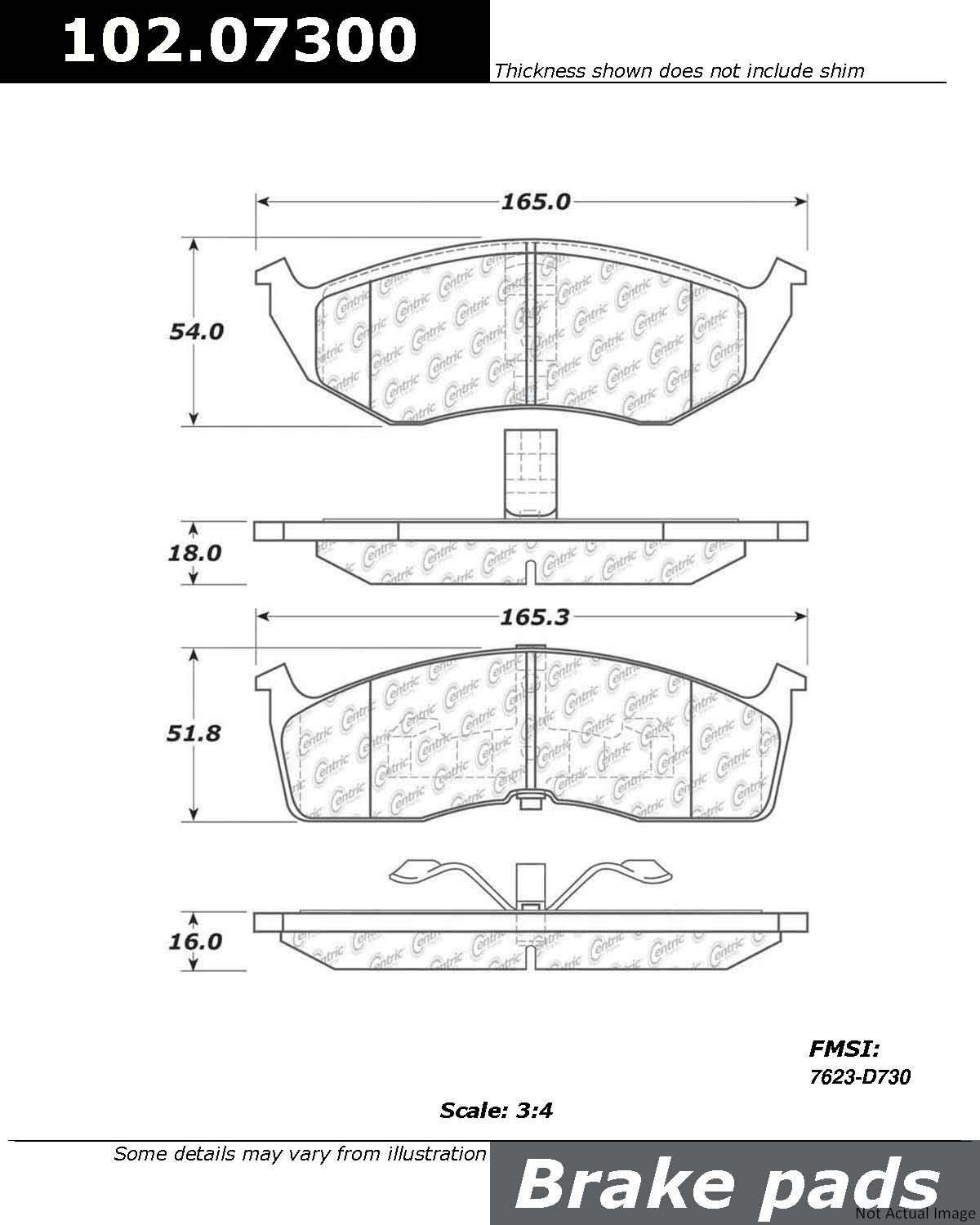 Centric Parts Disc Brake Pad Set Semi-Metallic with Shims for 2004-1999 Chrysler 300M Concorde Intrepid LHS Dodge Intrepid 102.07300