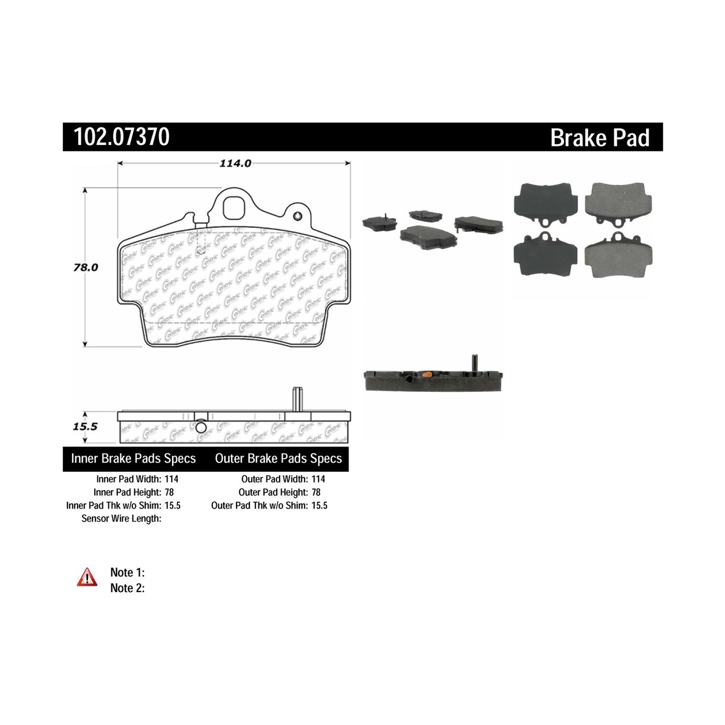 Centric Parts Disc Brake Pad Set Semi-Metallic with Shims for 1997-2008 Porsche Boxster, 2007-2008 Cayman 102.07370