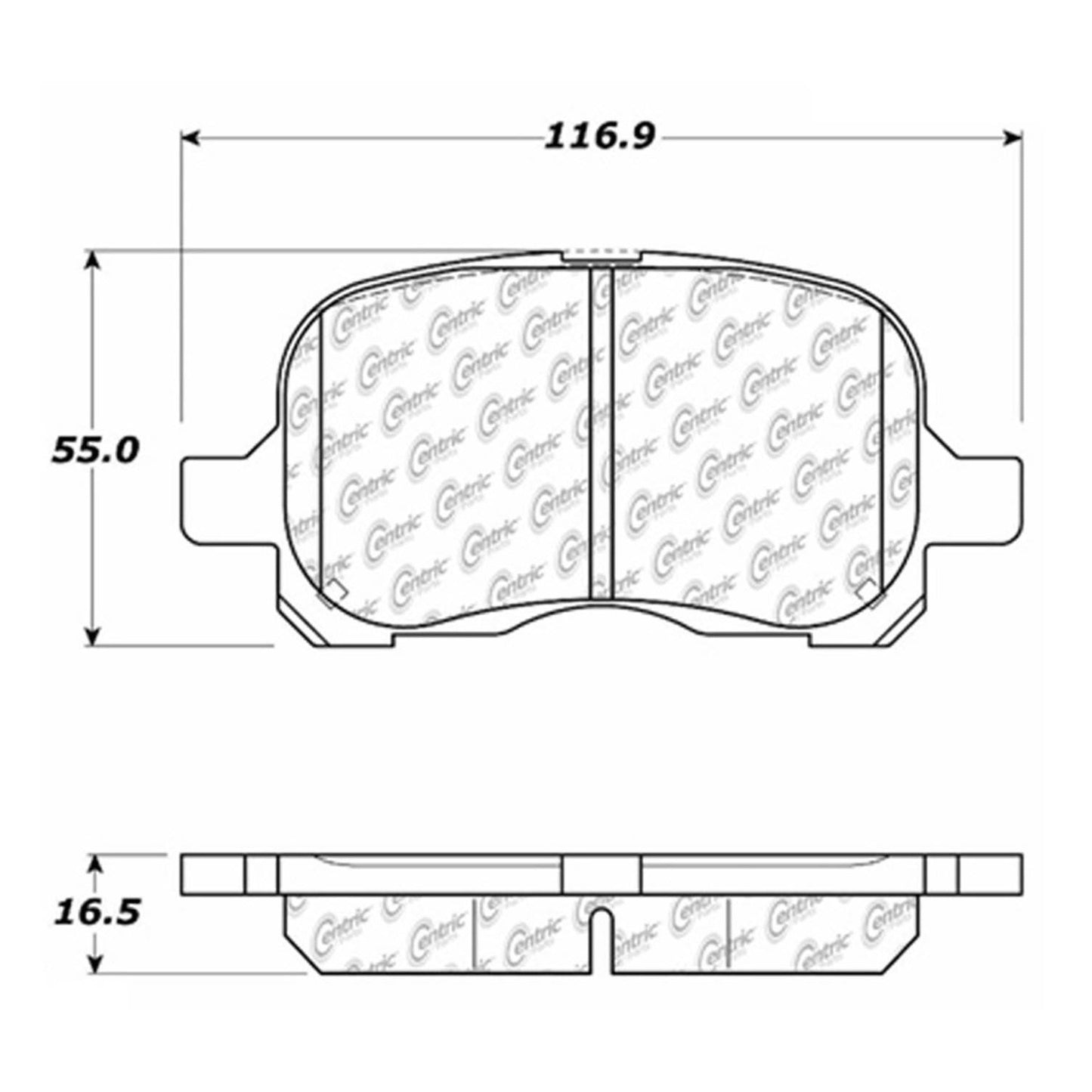 Centric Parts Disc Brake Pad Set Semi-Metallic with Shims for 1998-2002 Chevrolet Prizm Toyota Corolla 102.07410