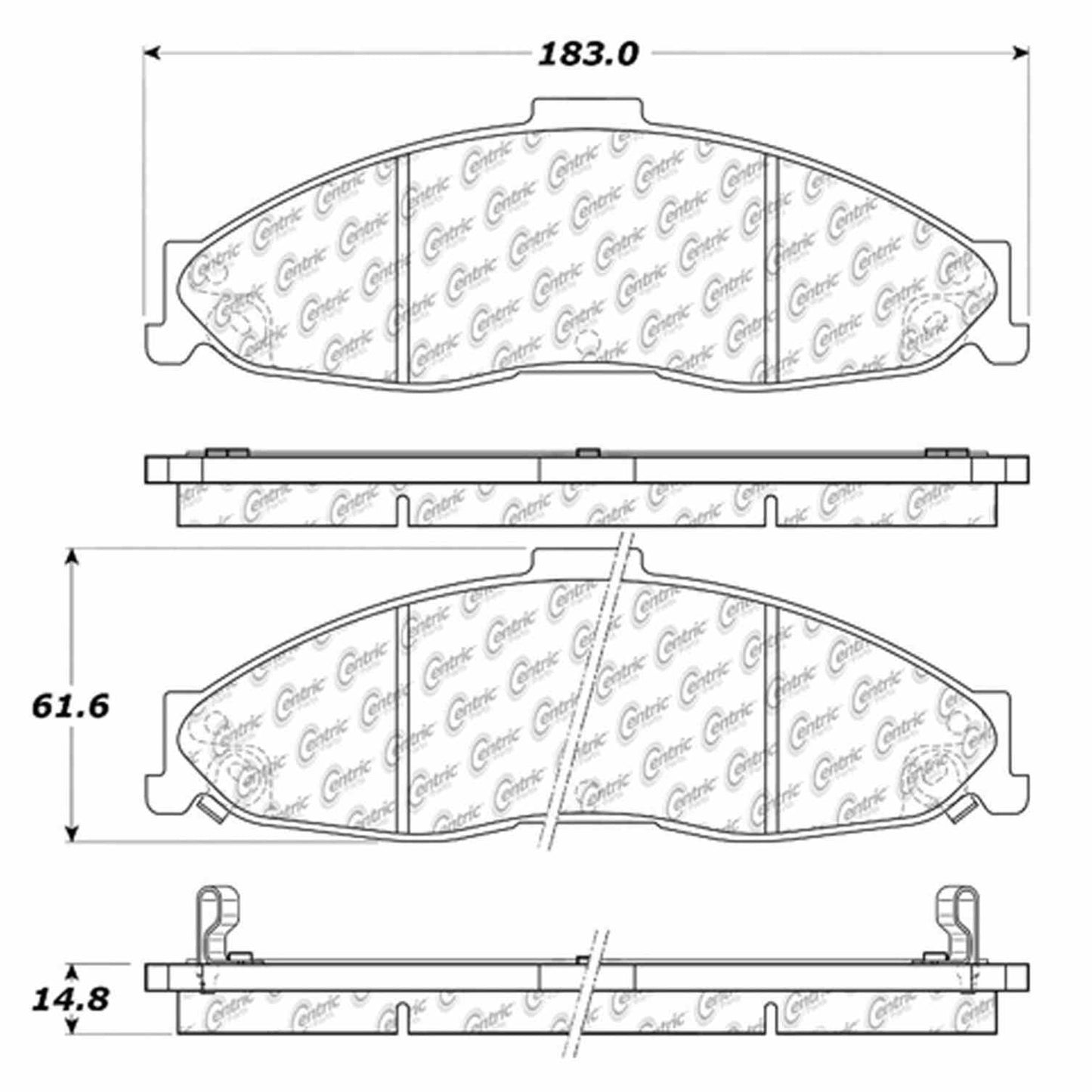 Centric Parts Disc Brake Pad Set Semi-Metallic with Shims for 1998-2002 Chevrolet Camaro Pontiac Firebird 102.07490