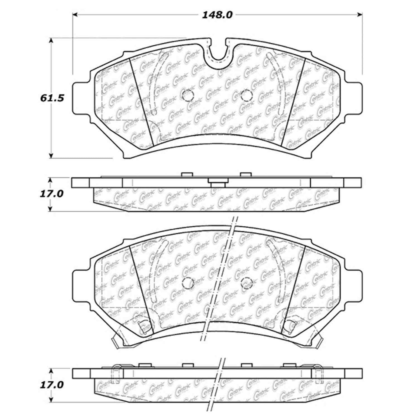 Centric Parts Disc Brake Pad Set Semi-Metallic with Shims for 1998-2003 Cadillac Seville 102.07530