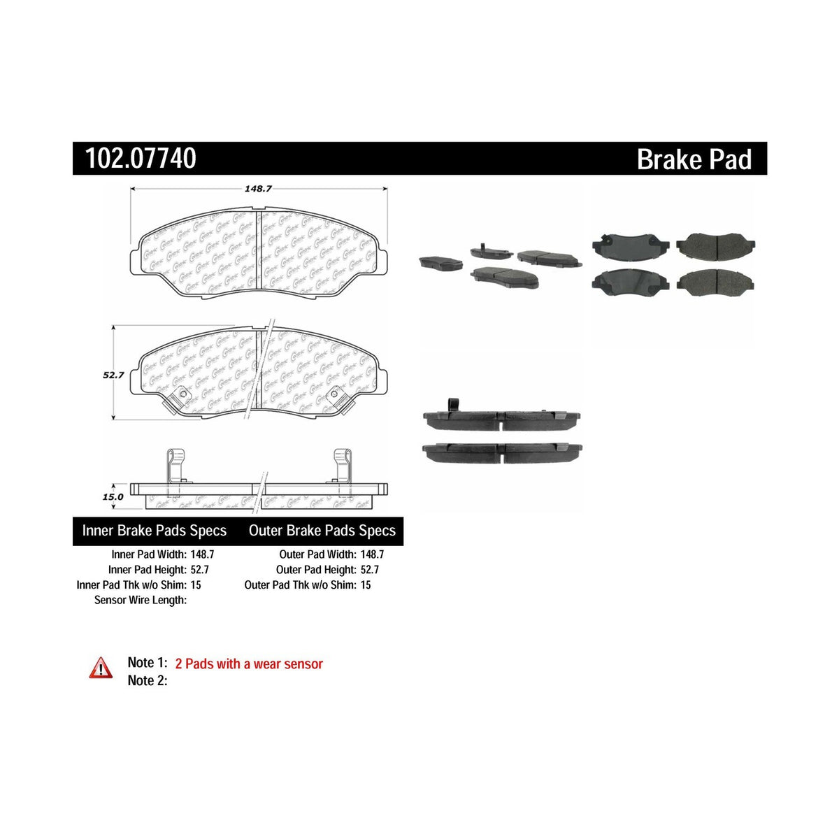 Centric Parts Disc Brake Pad Set Semi-Metallic with Shims for 1998-2002 Kia Sportage 102.07740