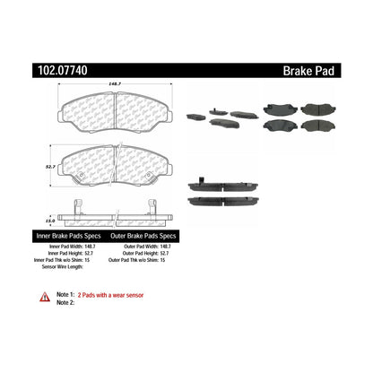 Centric Parts Disc Brake Pad Set Semi-Metallic with Shims for 1998-2002 Kia Sportage 102.07740