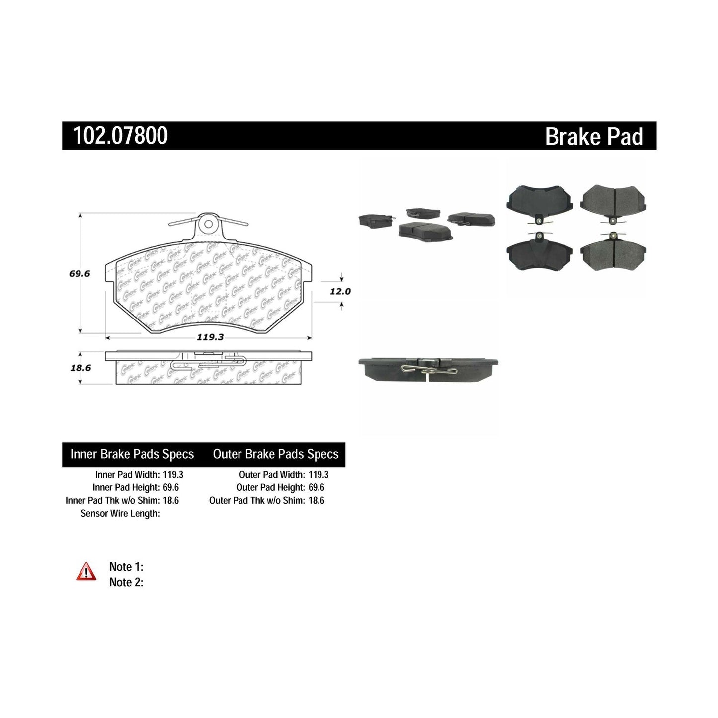 Centric Parts Disc Brake Pad Set Semi-Metallic with Shims 102.07800