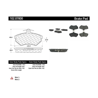 Centric Parts Disc Brake Pad Set Semi-Metallic with Shims 102.07800