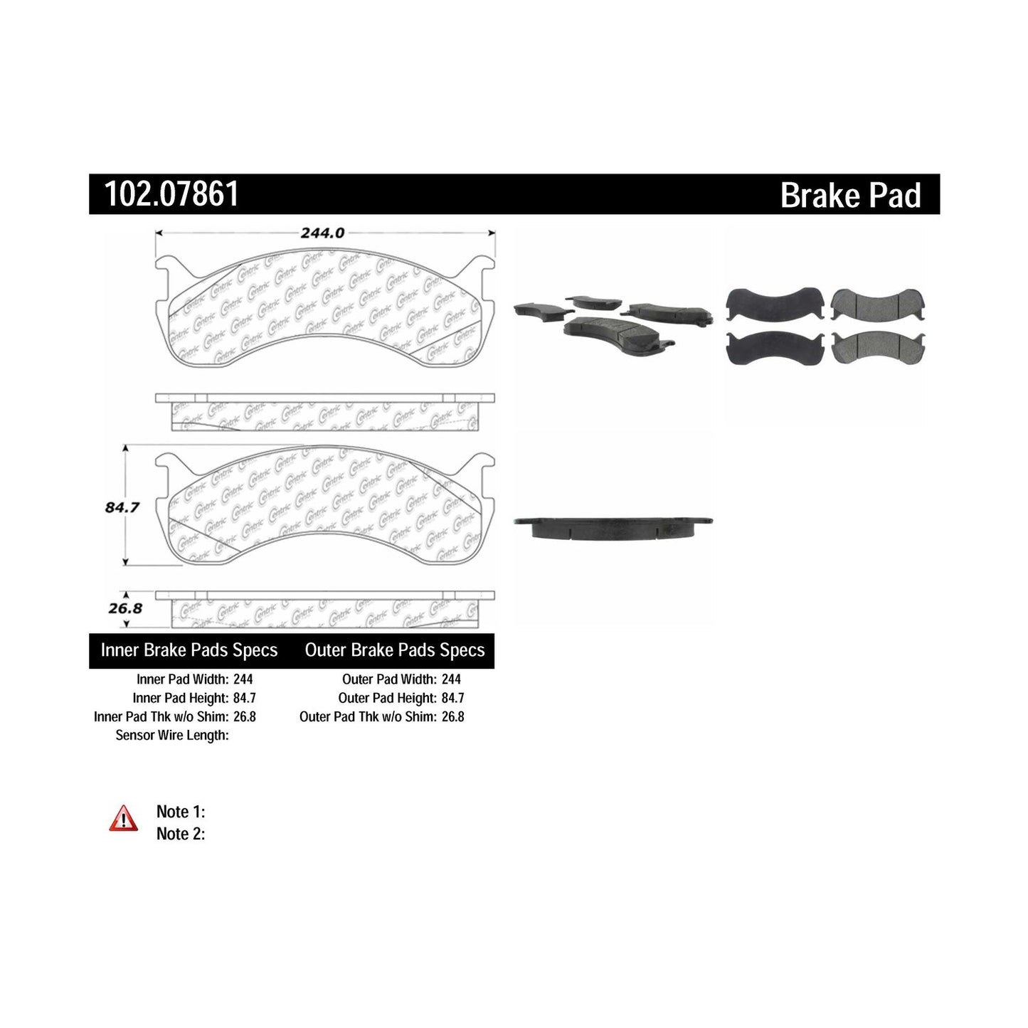 Centric Parts Disc Brake Pad Set Semi-Metallic with Shims for 2003-2022 Ford 102.07861