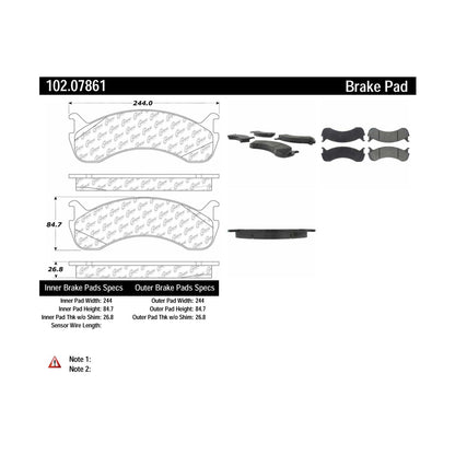 Centric Parts Disc Brake Pad Set Semi-Metallic with Shims for 2003-2022 Ford 102.07861
