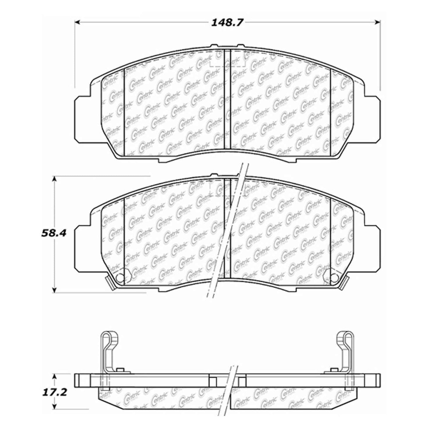 Centric Parts Disc Brake Pad Set Semi-Metallic with Shims for 2001-2003 Acura CL, 1999-2011 Honda Accord