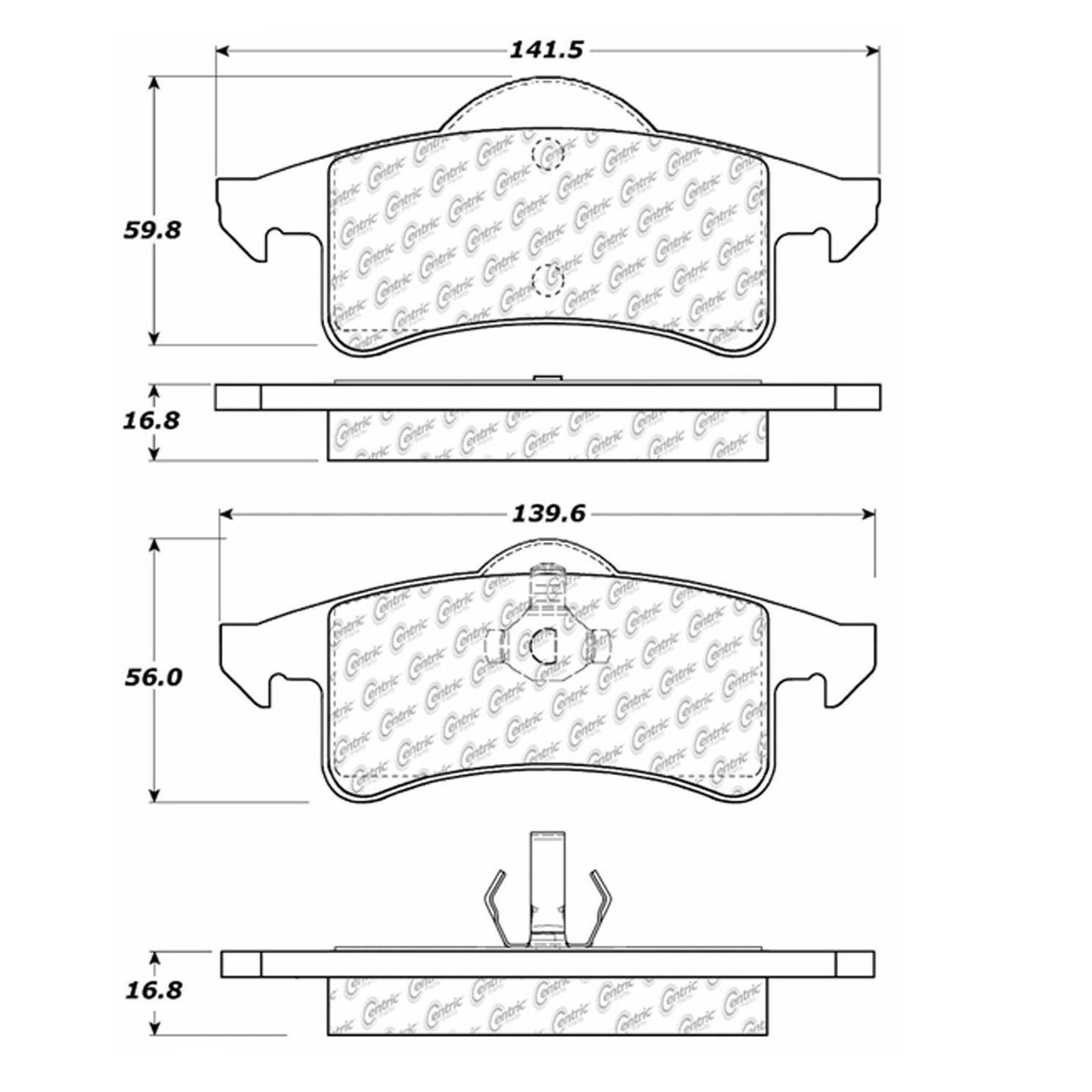 Centric Parts Disc Brake Pad Set Semi-Metallic with Shims for 1999-2004 Jeep Grand Cherokee 102.07910