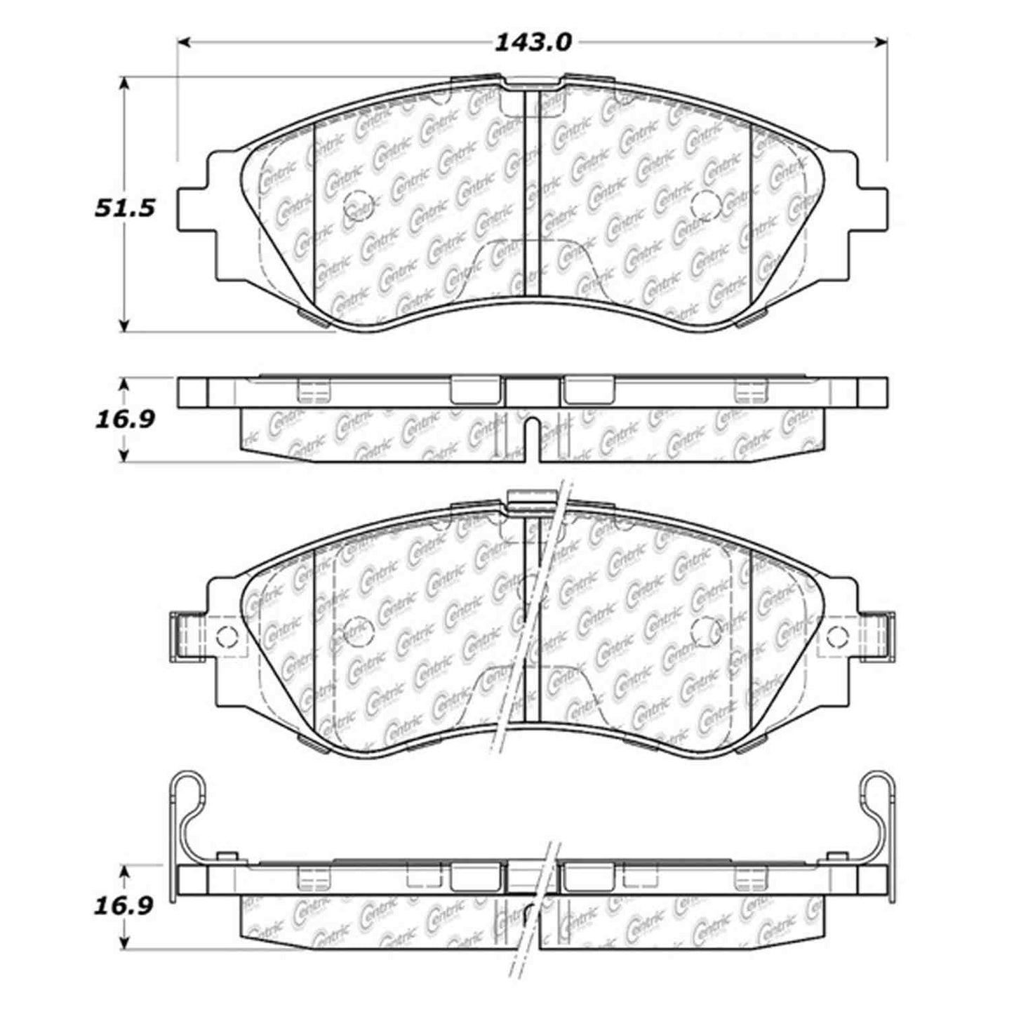 Centric Parts Disc Brake Pad Set Semi-Metallic with Shims for Chevrolet Aveo 2004-2018, Aveo5 2006-2011, Epica 2009