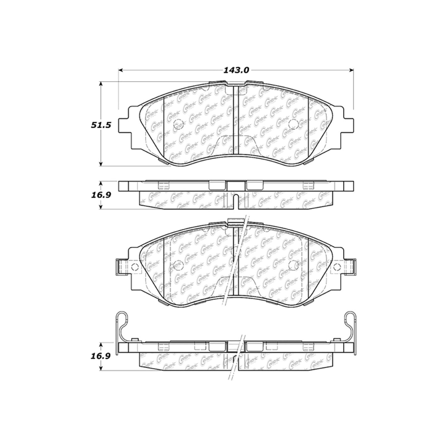 Centric Parts Disc Brake Pad Set Semi-Metallic with Shims for Chevrolet Aveo 2004-2018, Aveo5 2006-2011, Epica 2009