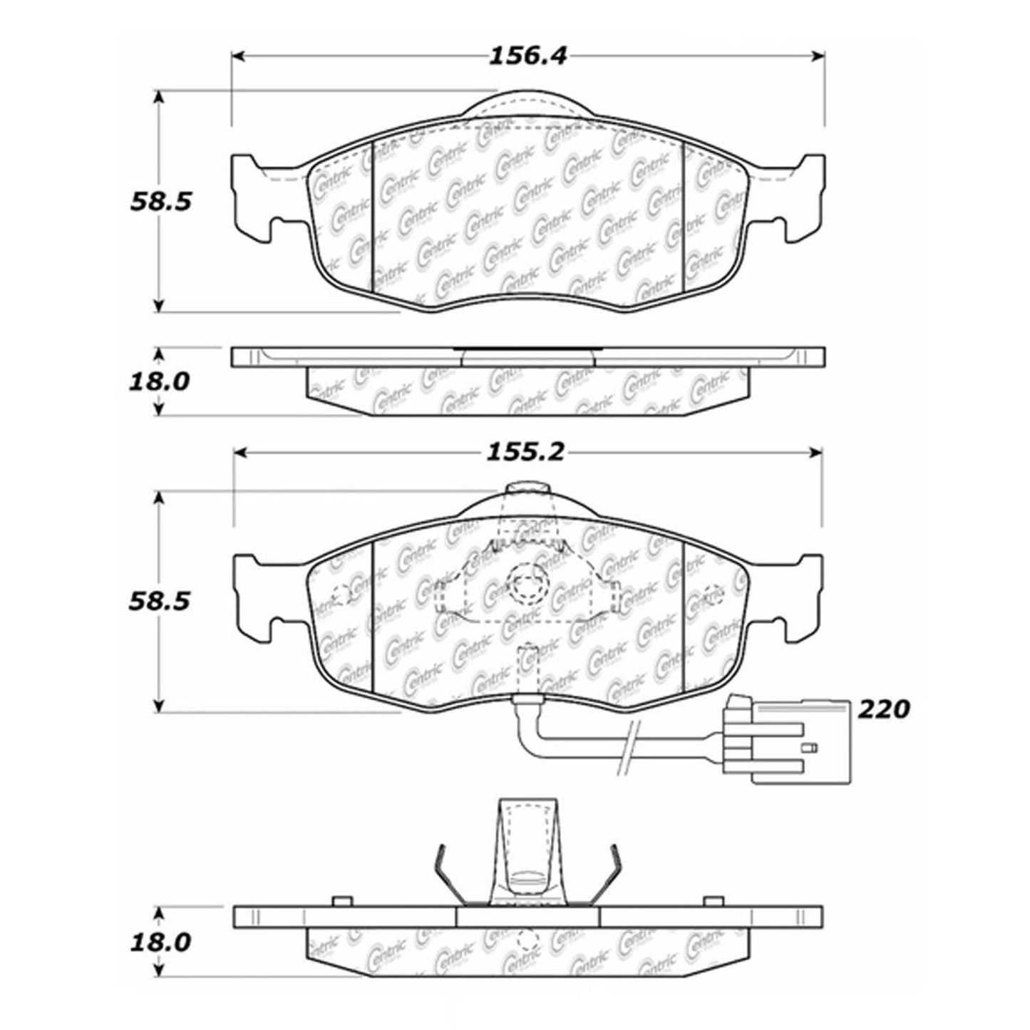 Centric Parts Disc Brake Pad Set Semi-Metallic with Shims for Ford Contour 1998-2000 Mercury Cougar 1999-2002 Mystique 1998-2000 102.08010