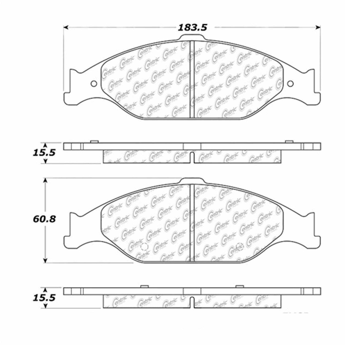 Centric Parts Disc Brake Pad Set Semi-Metallic with Shims for 1999-2004 Ford Mustang 102.08040