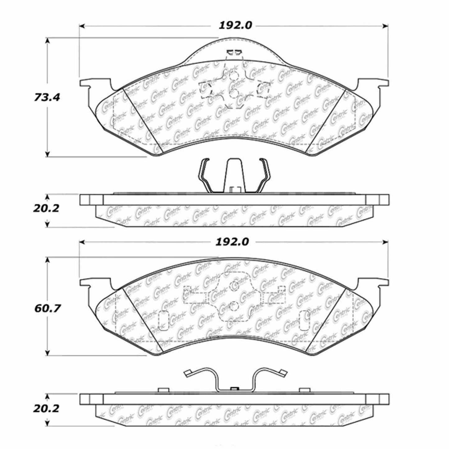 Centric Parts Disc Brake Pad Set Semi-Metallic with Shims for 2000-2002 Dodge Dakota Durango 102.08200