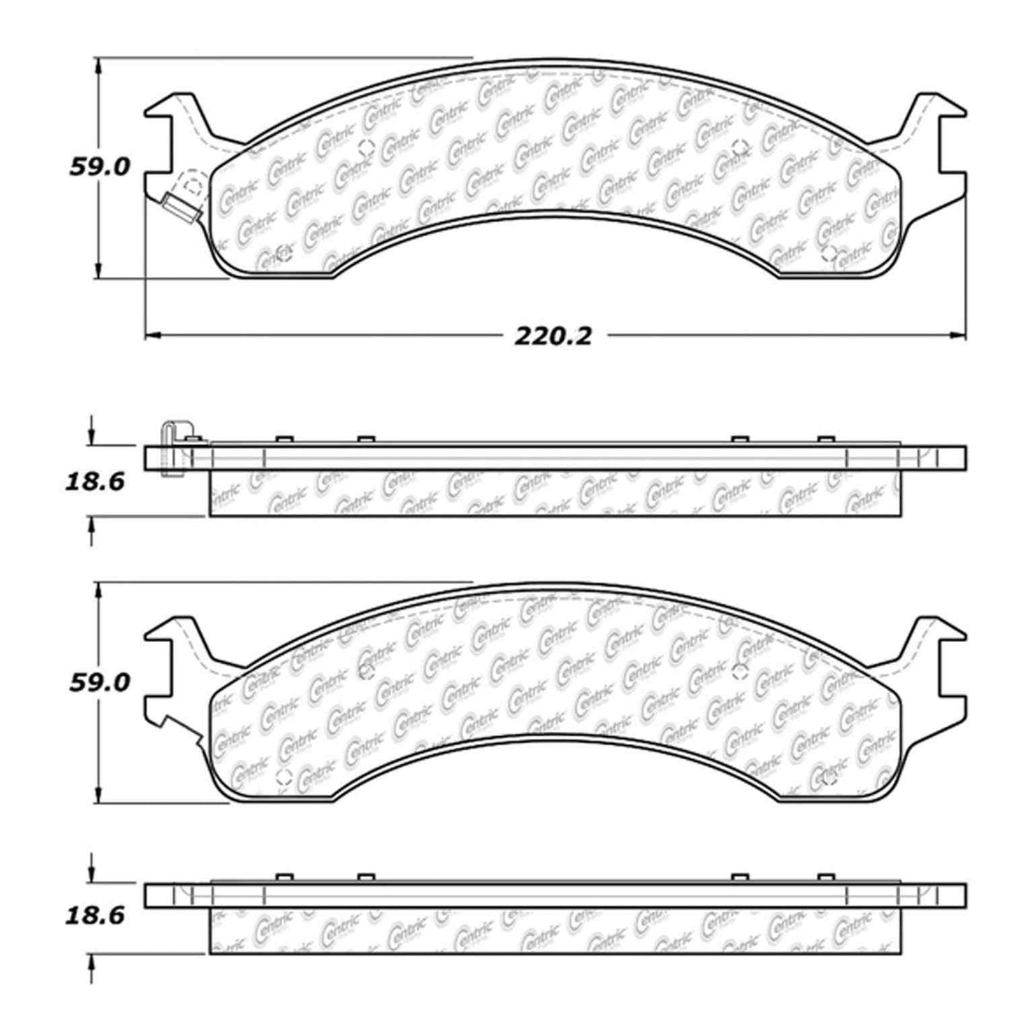 Centric Parts Disc Brake Pad Set Semi-Metallic with Shims for 2000-2002 Dodge Ram 2500 3500 4000 Ramcharger 102.08210