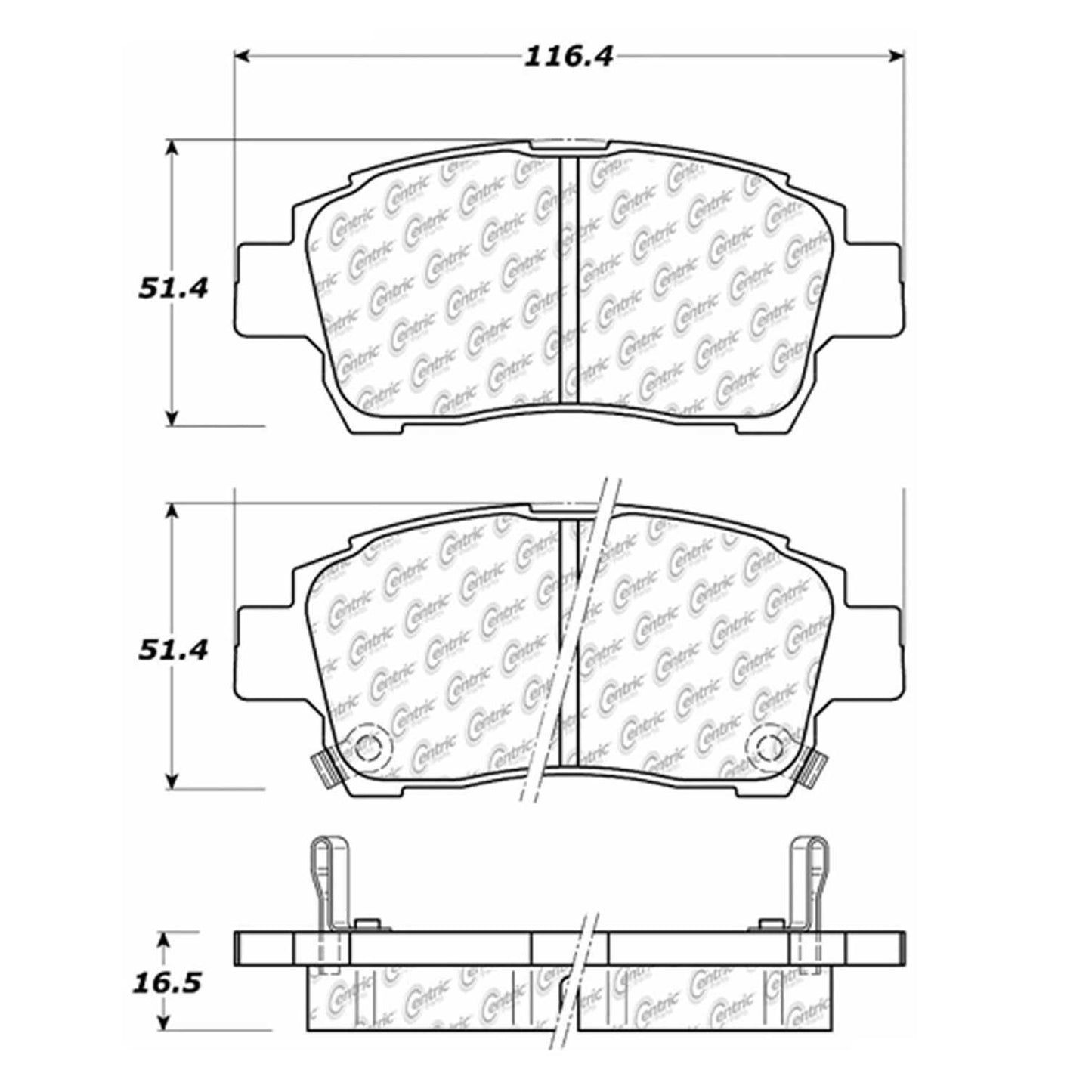 Centric Parts Disc Brake Pad Set Semi-Metallic with Shims for 2009-2008 Scion iQ 2015-2012 xA 2006-2004 xB 2006-2004 Toyota Celica 2000 Echo 2005-2001 MR2 Spyder 2006-2000 Prius 2009-2001 102.08220