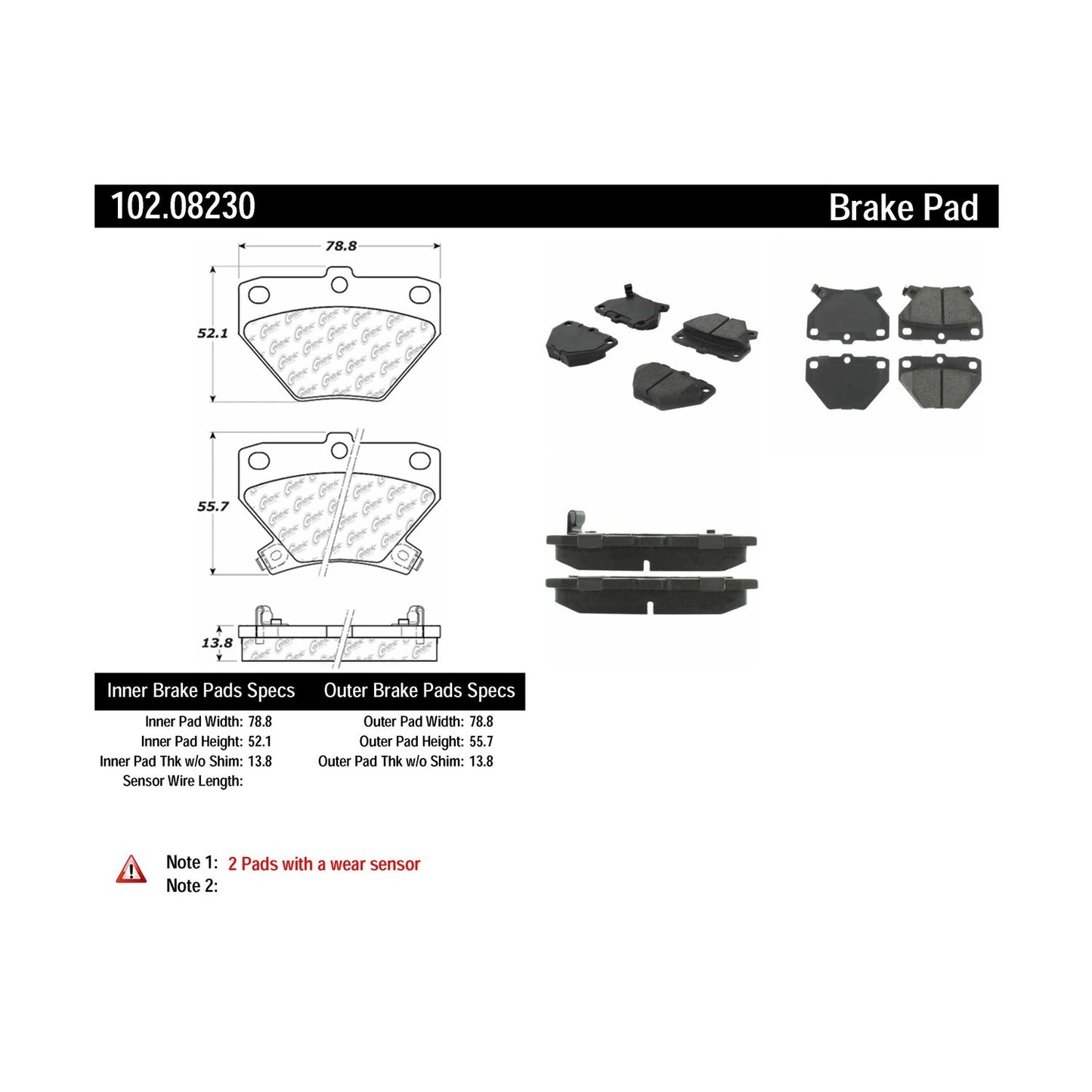 Centric Parts Disc Brake Pad Set Semi-Metallic with Shims for 2000-2007 Pontiac Vibe Toyota Celica Corolla Matrix 102.08230