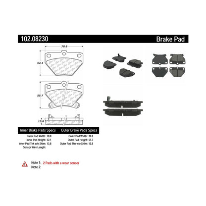 Centric Parts Disc Brake Pad Set Semi-Metallic with Shims for 2000-2007 Pontiac Vibe Toyota Celica Corolla Matrix 102.08230