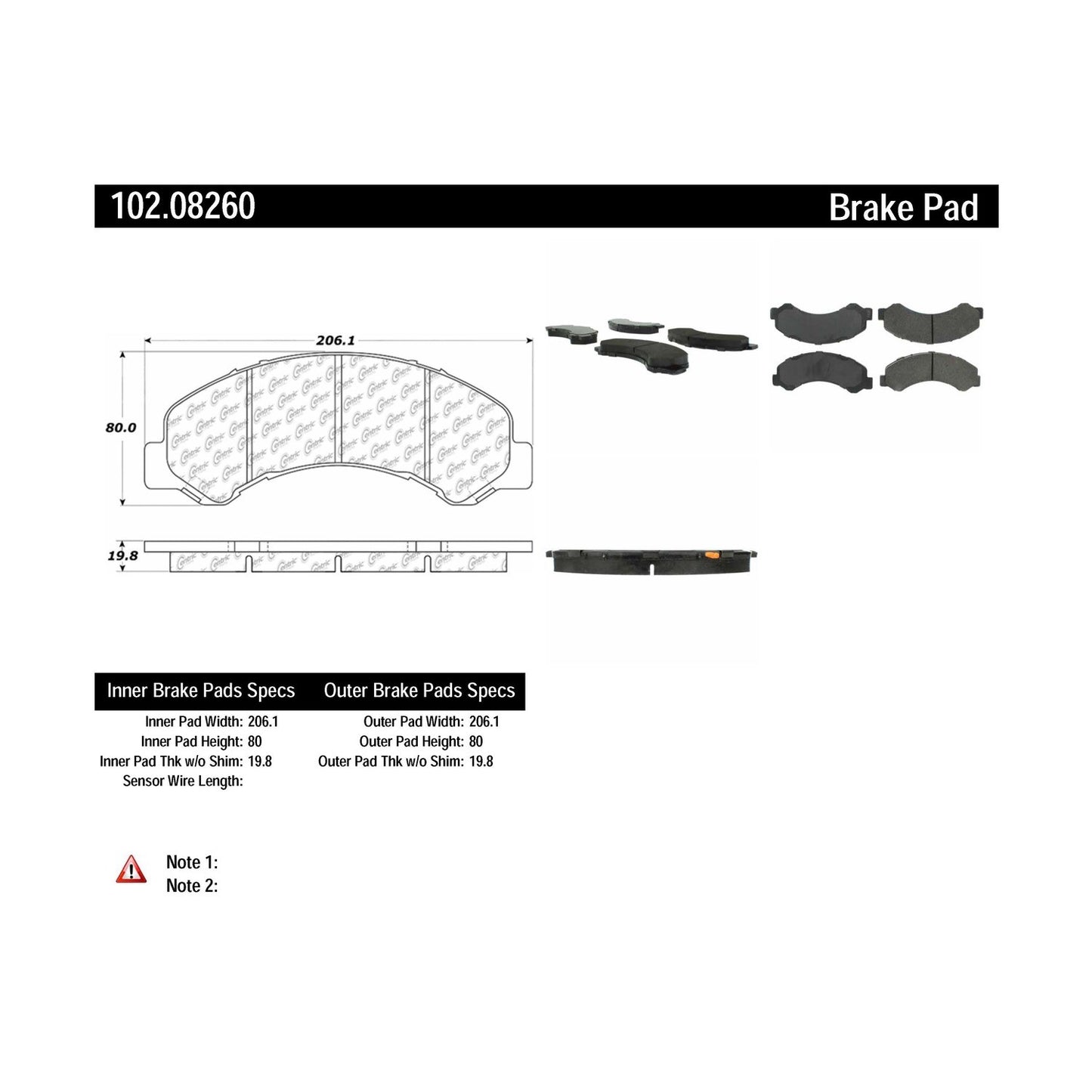 Centric Parts Disc Brake Pad Set Semi-Metallic with Shims for 1997-1999 Chevrolet W4500 Tiltmaster, GMC W4500 Forward 102.08260