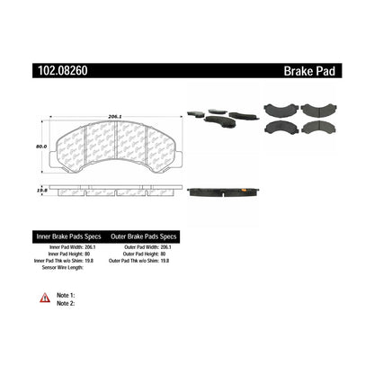 Centric Parts Disc Brake Pad Set Semi-Metallic with Shims for 1997-1999 Chevrolet W4500 Tiltmaster, GMC W4500 Forward 102.08260