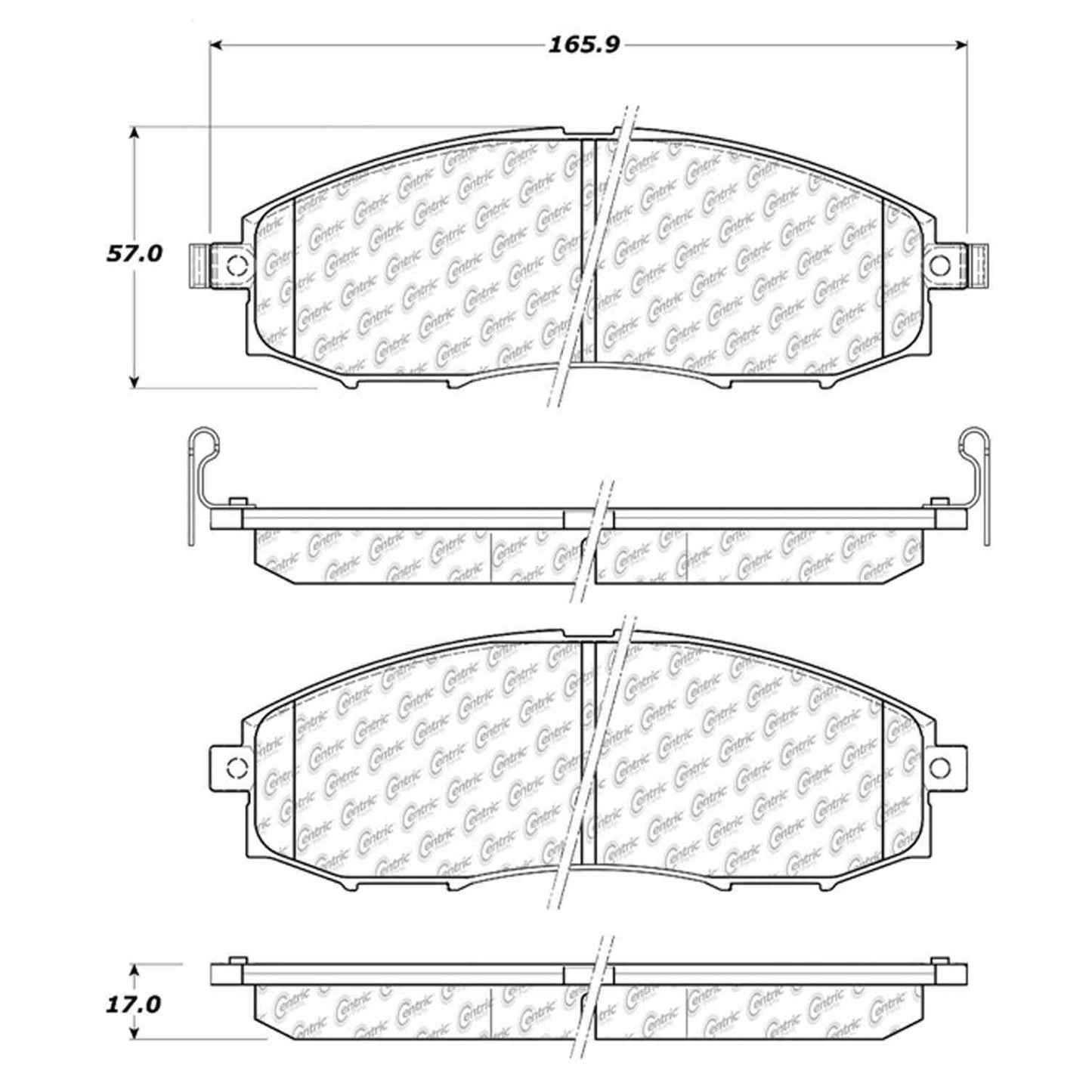 Centric Parts Disc Brake Pad Set Semi-Metallic with Shims for 2003-2004 Nissan Frontier Xterra 102.08300