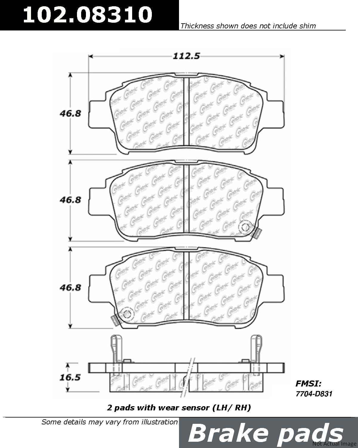 Centric Parts Disc Brake Pad Set Semi-Metallic with Shims for 2000 Toyota Echo 102.08310