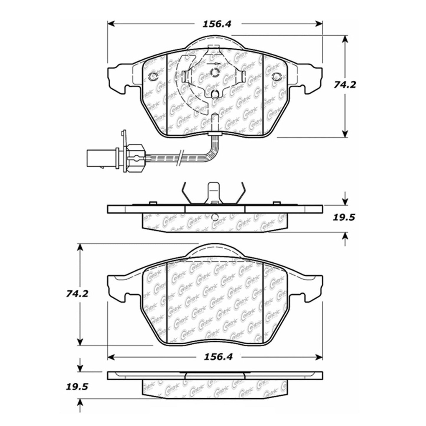 Centric Parts Disc Brake Pad Set Semi-Metallic with Shims for Audi A4 1999-2008, A4 Quattro 1999-2006, A6 1998-2006, A6 Quattro 1998-2004, Seat Exeo 2011, VW Passat 1999-2005, Sharan 2002