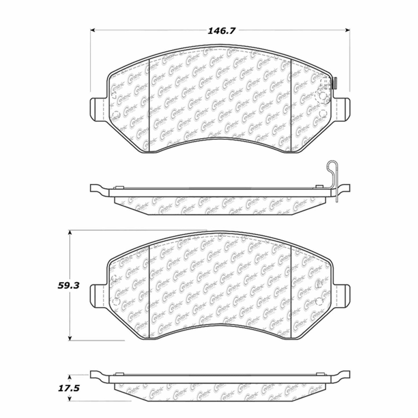 Centric Parts Disc Brake Pad Set Semi-Metallic with Shims for 2001-2008 Chrysler Town & Country Voyager Dodge Caravan Grand Caravan Jeep Liberty 102.08560