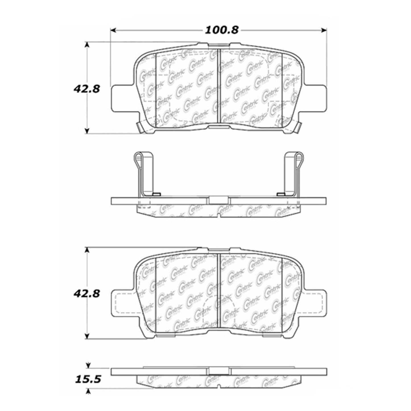 Centric Parts Disc Brake Pad Set Semi-Metallic with Shims for 2001-2006 Acura MDX, 2002-2004 Honda Odyssey, 2003-2008 Pilot 102.08650