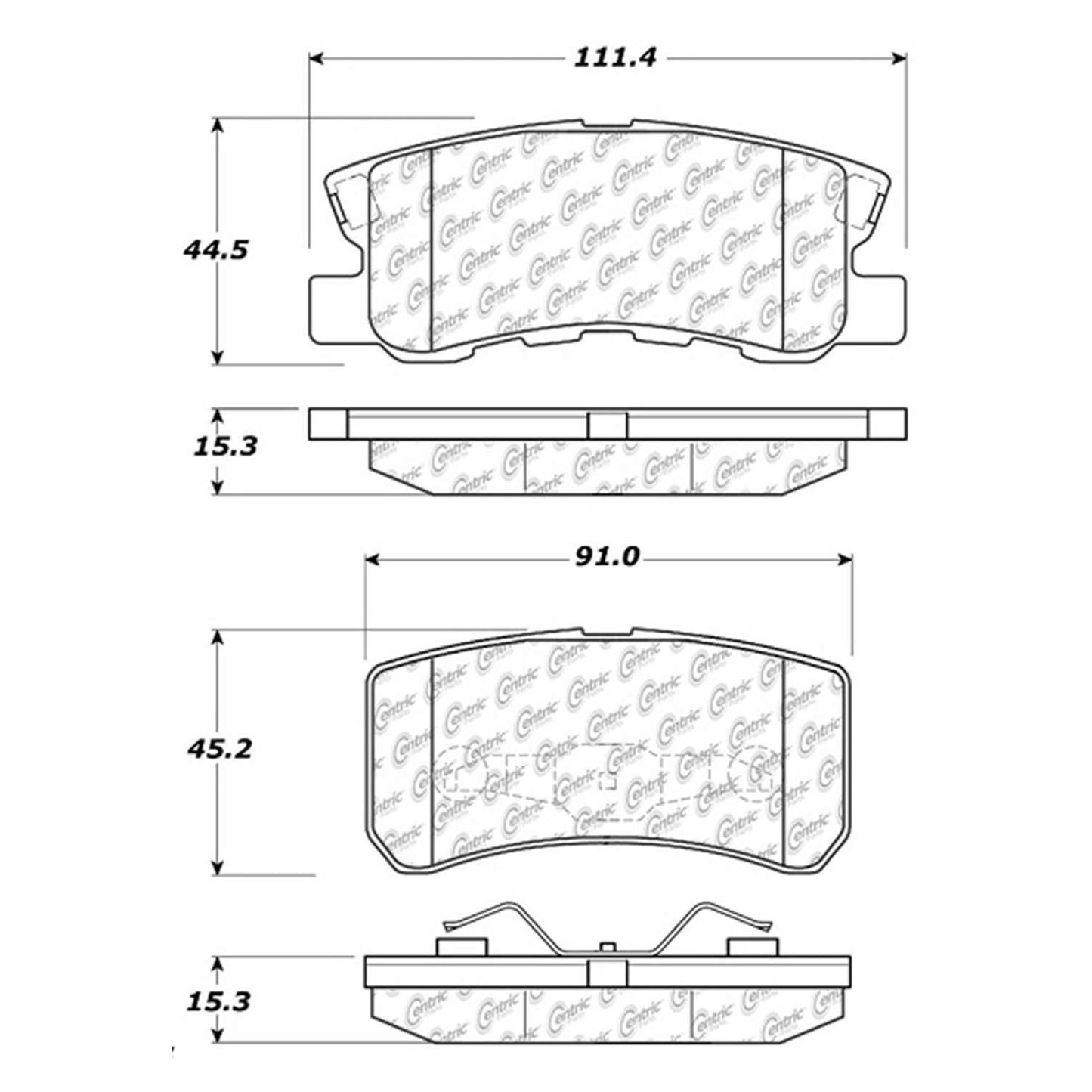 Centric Parts Disc Brake Pad Set Semi-Metallic with Shims for 2007-2017 Chrysler Dodge Jeep Mitsubishi