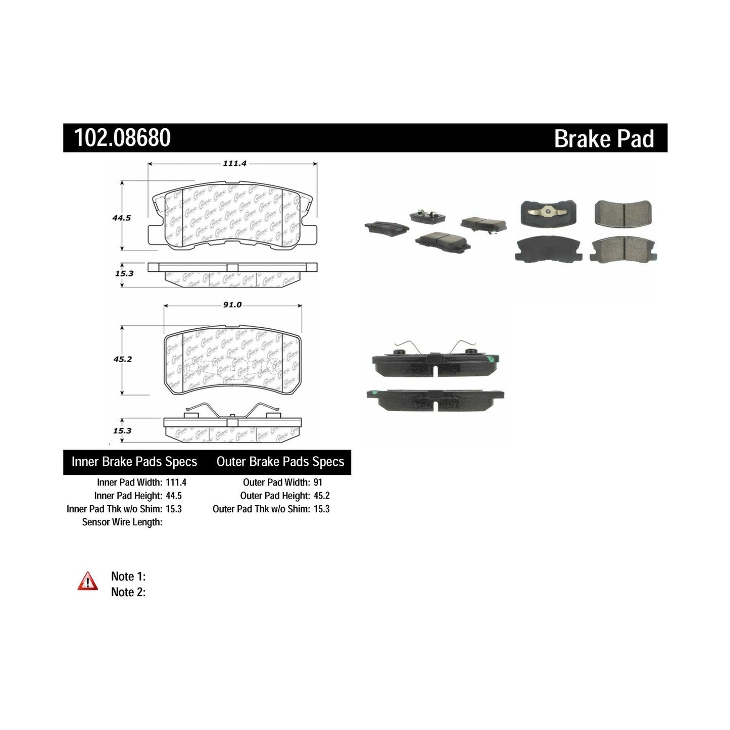 Centric Parts Disc Brake Pad Set Semi-Metallic with Shims for 2007-2017 Chrysler Dodge Jeep Mitsubishi