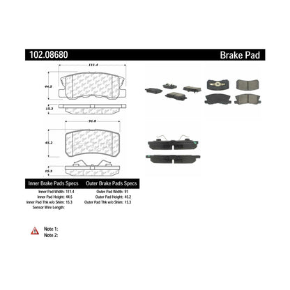 Centric Parts Disc Brake Pad Set Semi-Metallic with Shims for 2007-2017 Chrysler Dodge Jeep Mitsubishi