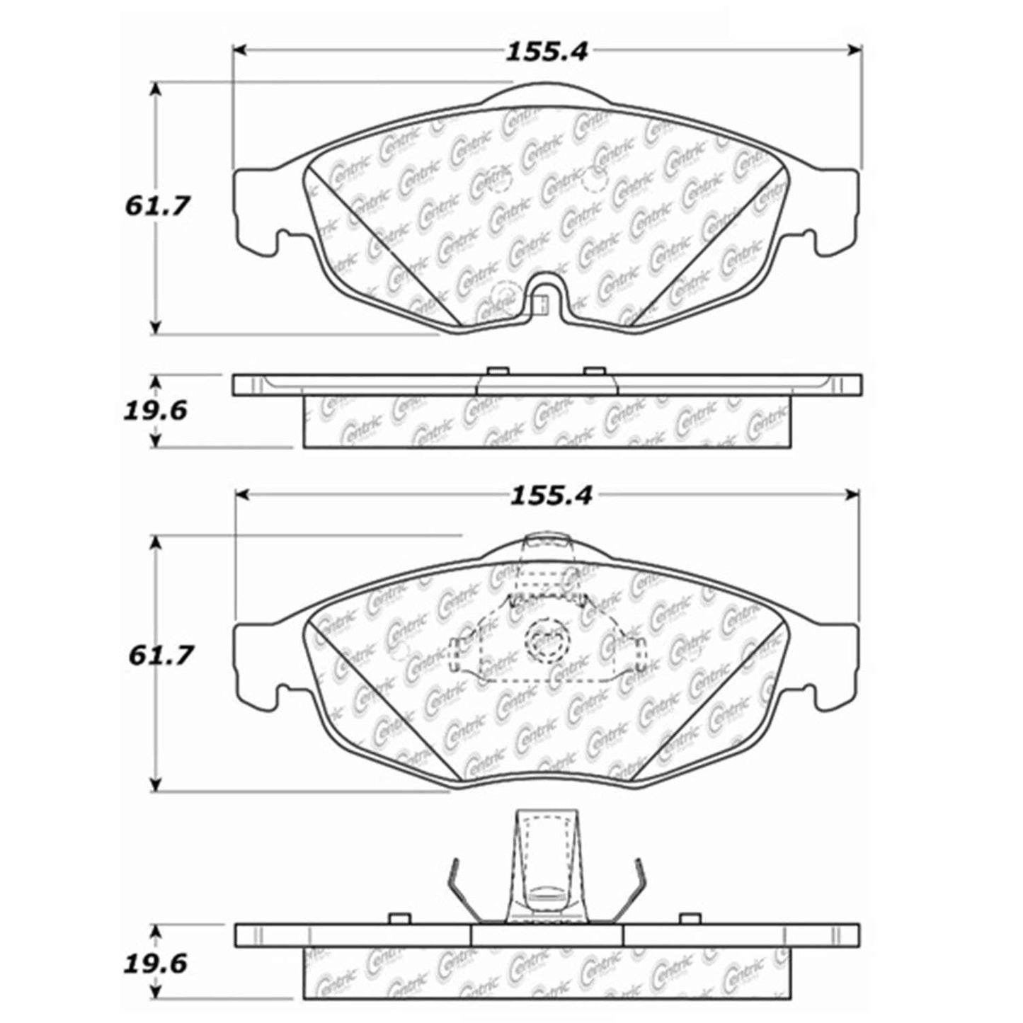 Centric Parts Disc Brake Pad Set Semi-Metallic with Shims for 2001-2010 Chrysler Cirrus 2001-2006 Sebring 2001-2006 Dodge Stratus 102.08690