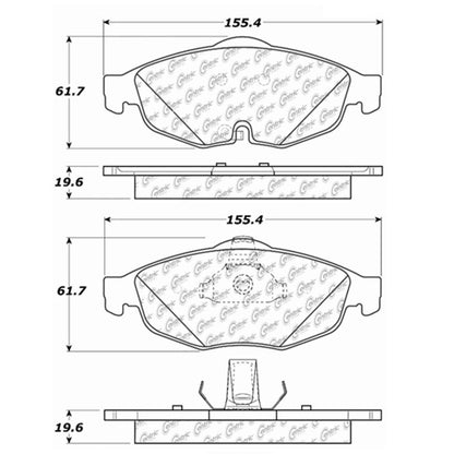 Centric Parts Disc Brake Pad Set Semi-Metallic with Shims for 2001-2010 Chrysler Cirrus 2001-2006 Sebring 2001-2006 Dodge Stratus 102.08690