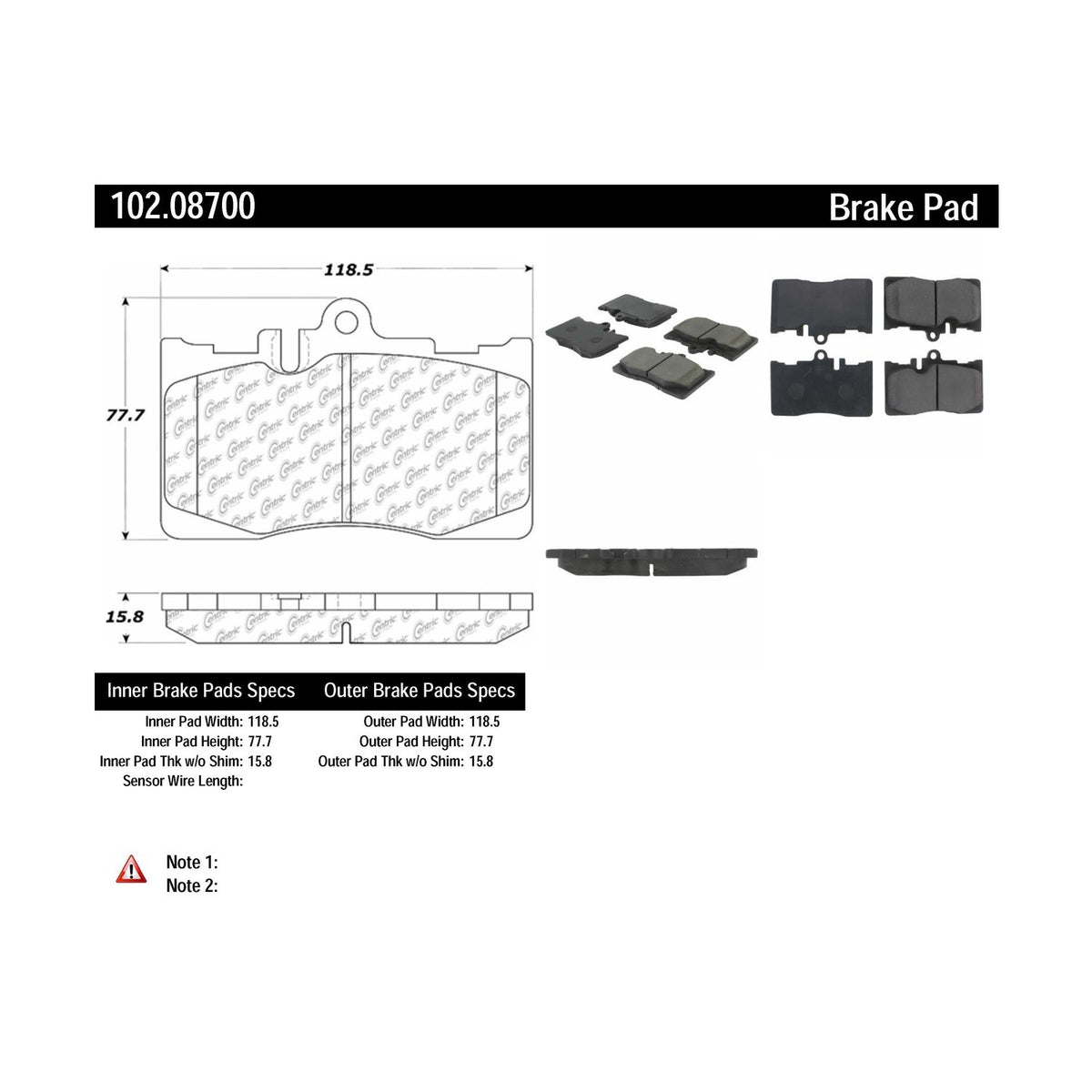 Centric Parts Disc Brake Pad Set Semi-Metallic with Shims for 2001-2006 Lexus LS430 102.08700