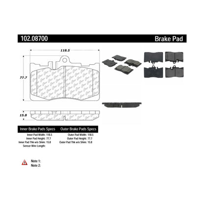 Centric Parts Disc Brake Pad Set Semi-Metallic with Shims for 2001-2006 Lexus LS430 102.08700